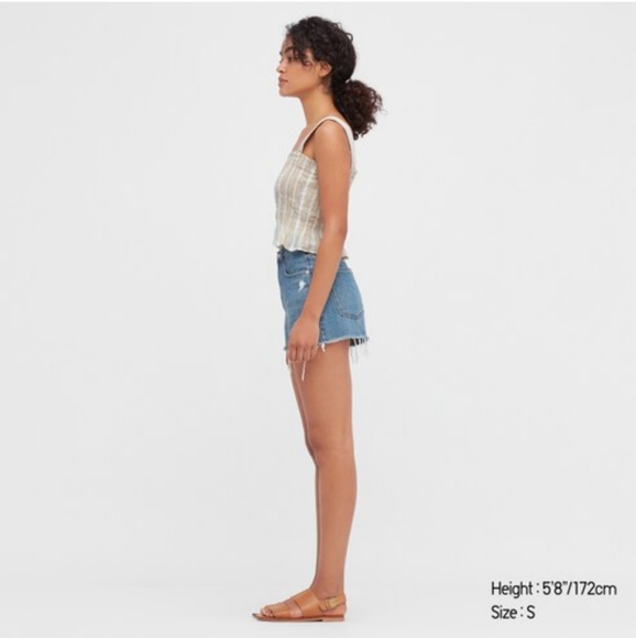 Uniqlo Cotton Striped Shirring Sleeveless Blouse - Picture 3 of 9